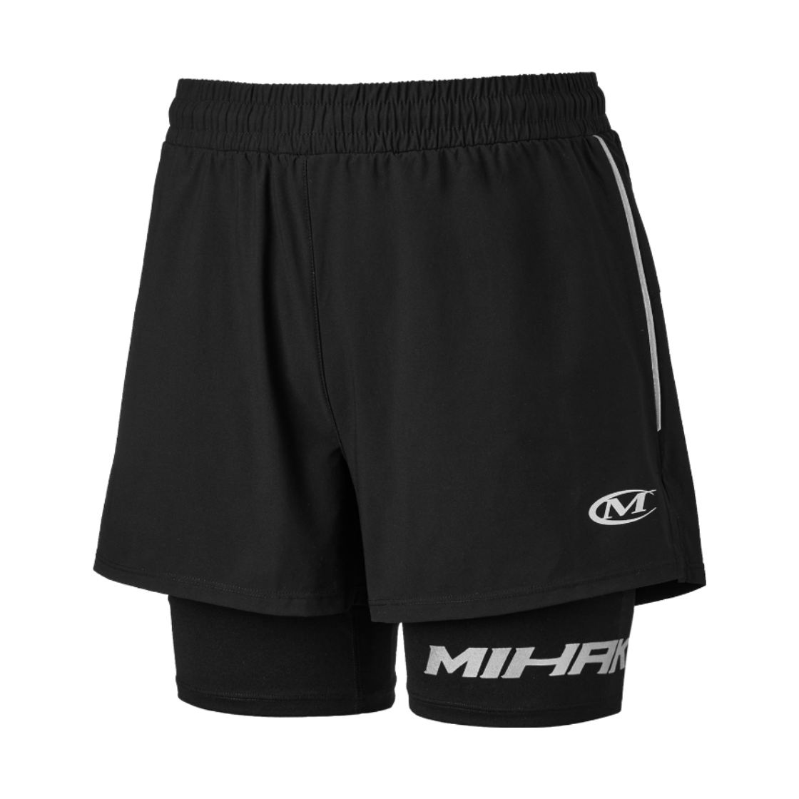 25SMHP-1801BK MIHAK MIHAK Reflective Leggings Half Pants Black