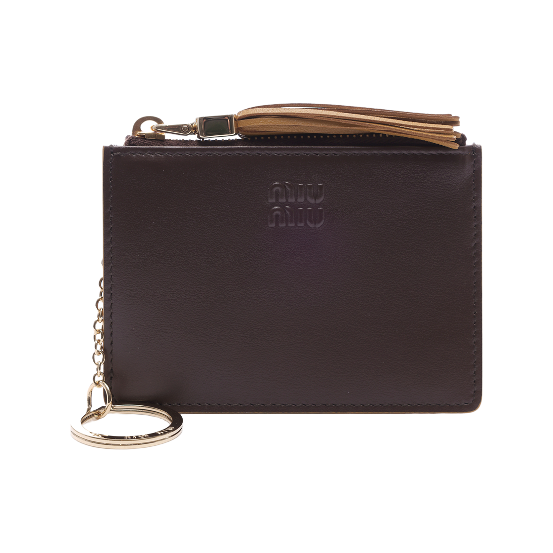 5MC093 2IDW F04MV 25F [25% 쿠폰] Miu Miu Leather Card Holder Briarwood Whisky
