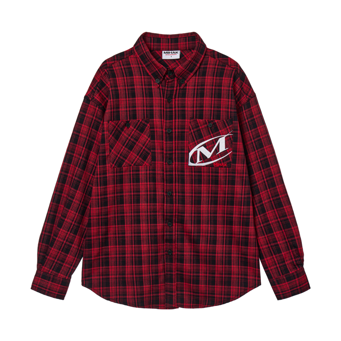25FMK-1600RD MIHAK Pocket Logo Flannel Check Shirt Red