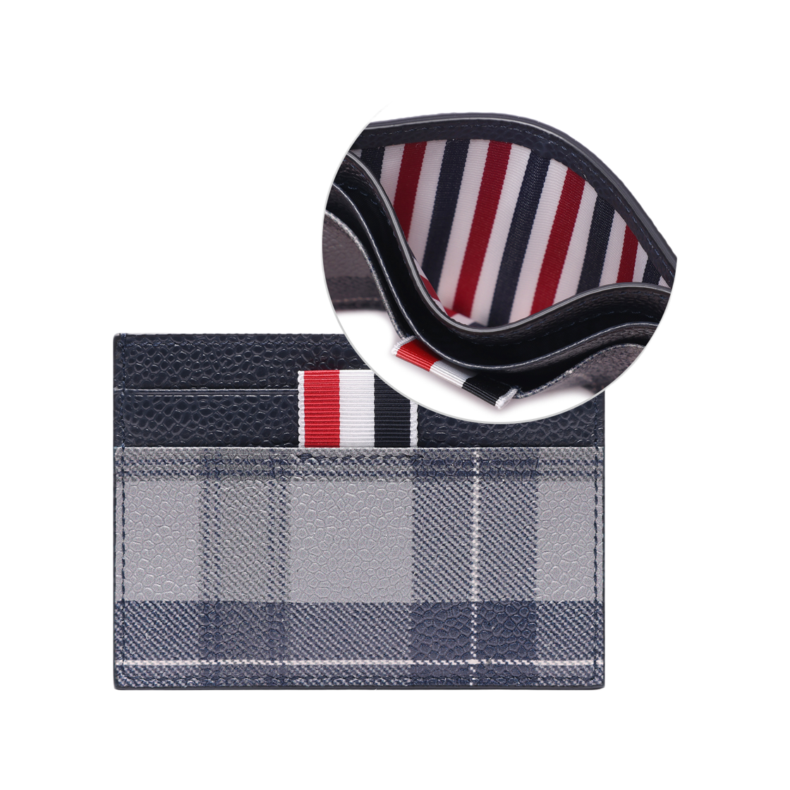 [25% 쿠폰] 톰브라운 타탄 페블 그레인 레더 싱글 카드 홀더 미디움 그레이([25% 쿠폰] Thom Browne Tartan Pebble Grain Leather Single Card Holder Medium Grey) - 2
