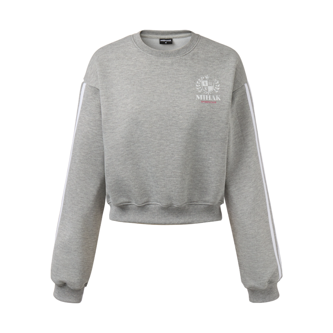 26SMWMT-2700GRY MIHAK Ivy League Track Line Crop Sweatshirt Gray