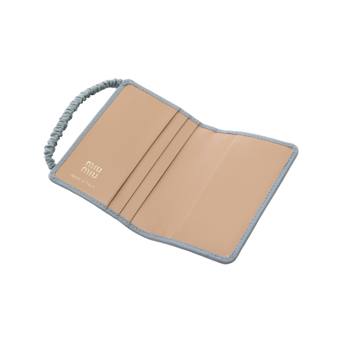 [25% 쿠폰] 미우 미우 로고 플라크 마테라쎄 이펙트 월렛 블루 베이지([25% 쿠폰] Miu Miu Logo Plaque Matelasse Effect Wallet Blue Beige) - 6