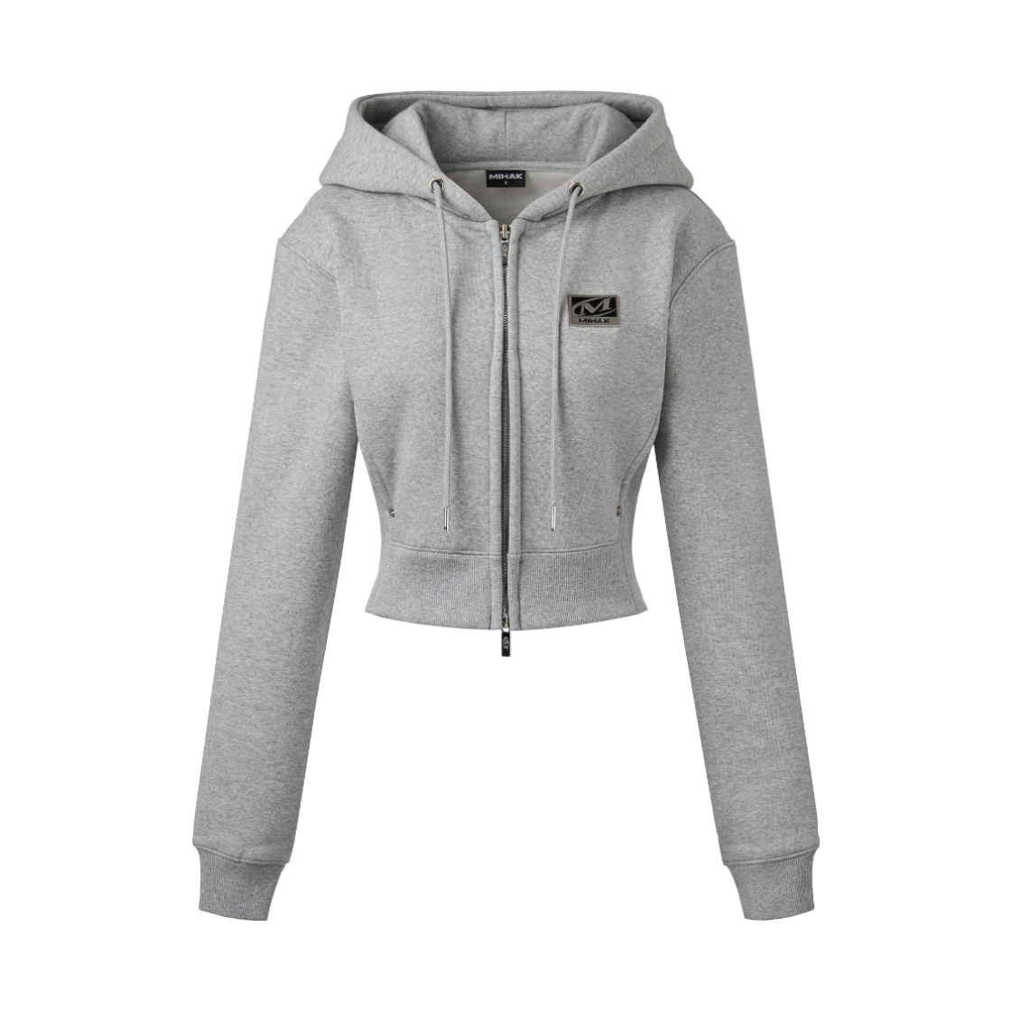 25FMWHZ-2900GRY MIHAK Metal Plate Fleece Crop Hoodie Zip-up Gray