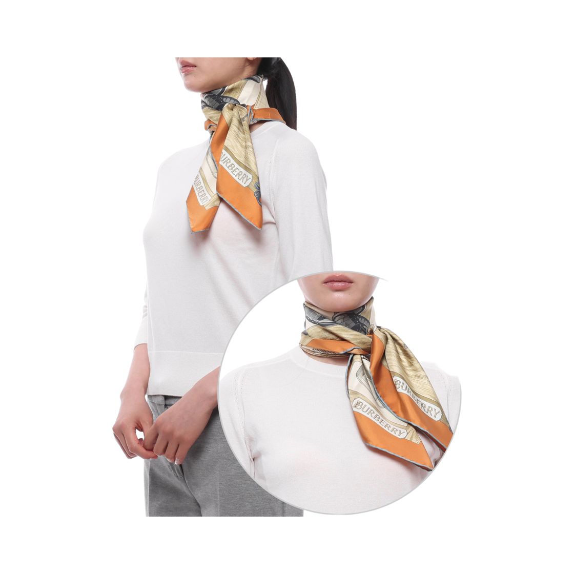 [25% 쿠폰] 버버리 워드롭 실크 스카프 펌킨 오렌지([25% 쿠폰] Burberry Wardrobe Silk Scarf Pumpkin Orange) - 2