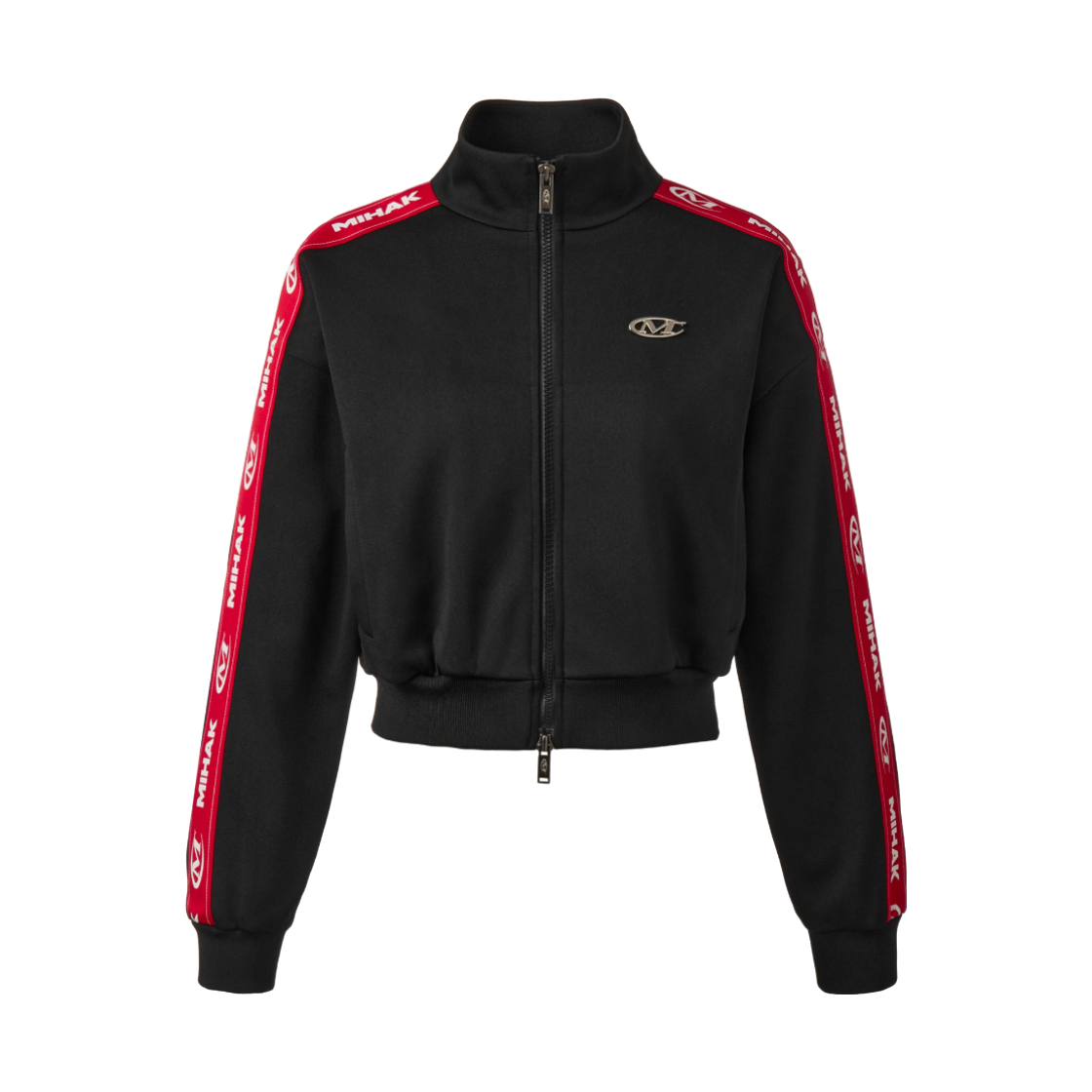 25FMWK-2601BK MIHAK Lettering Tape Crop Track Jacket Black