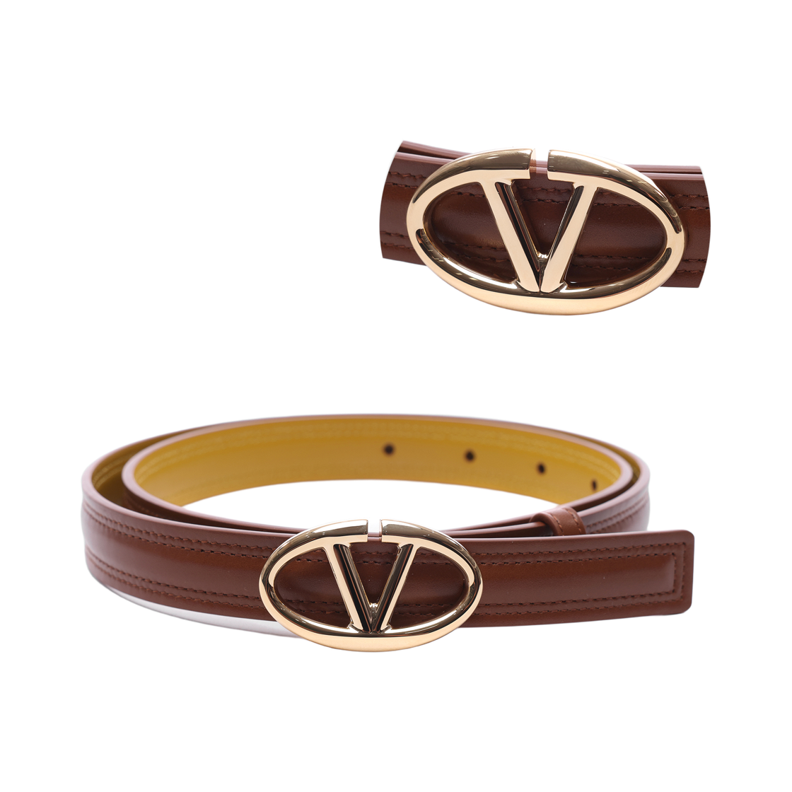 [25% 쿠폰] (W) 발렌티노 볼드 브이로고 벨트 토바코 옐로우([25% 쿠폰] (W) Valentino Bold Vlogo Belt Tobacco Yellow) - 2