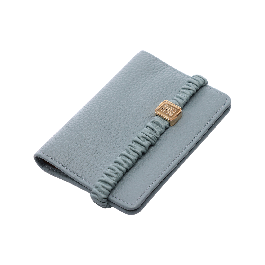 [25% 쿠폰] 미우 미우 로고 플라크 마테라쎄 이펙트 월렛 블루 베이지([25% 쿠폰] Miu Miu Logo Plaque Matelasse Effect Wallet Blue Beige) - 5