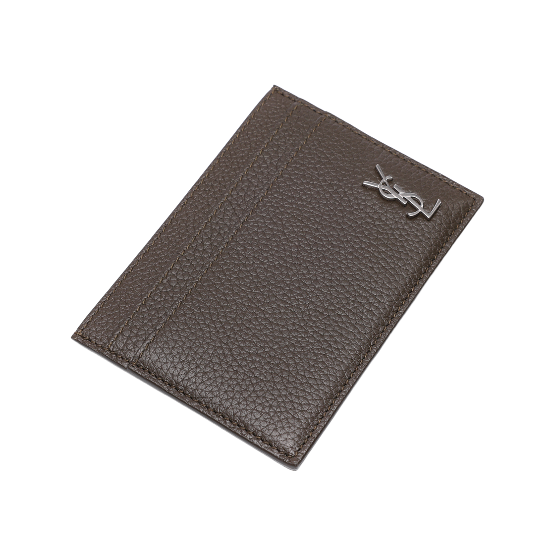 [25% 쿠폰] 생로랑 타이니 카산드라 카드 케이스 그레인 레더 다크 카키([25% 쿠폰] Saint Laurent Tiny Cassandre Card Case in Grained Leather Dark Khaki) - 5