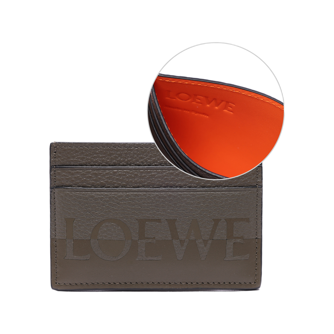 [25% 쿠폰] 로에베 시그니쳐 플레인 카프스킨 카드 홀더 카키 그린 오렌지([25% 쿠폰] Loewe Signature Plain Card Holder in Calfskin Khaki Green Orange) - 2