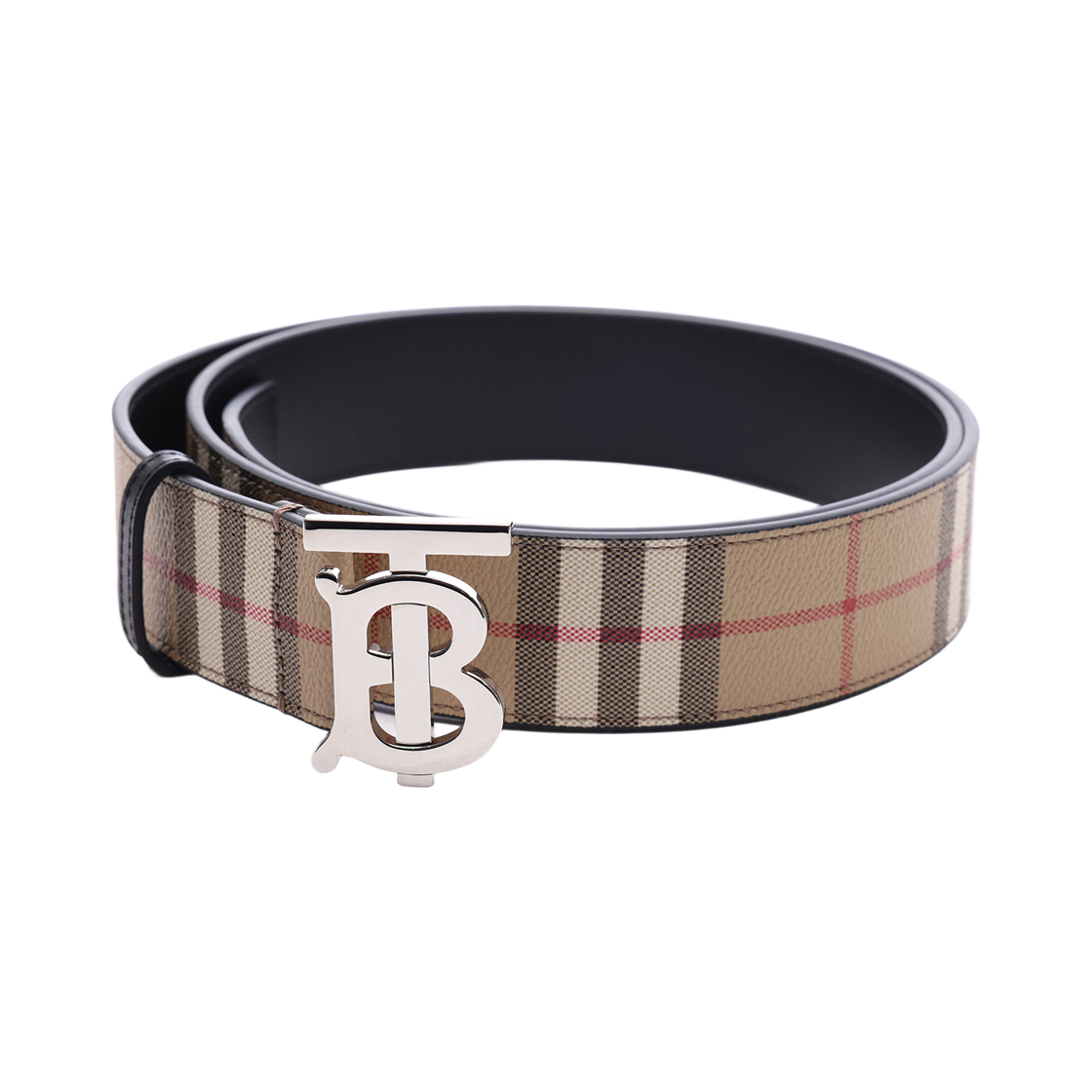 [25% 쿠폰] 버버리 체크 리버시블 와이드 TB 벨트 아카이브 베이지 실버([25% 쿠폰] Burberry Check Reversible Wide TB Belt Archive Beige Silver) - 3