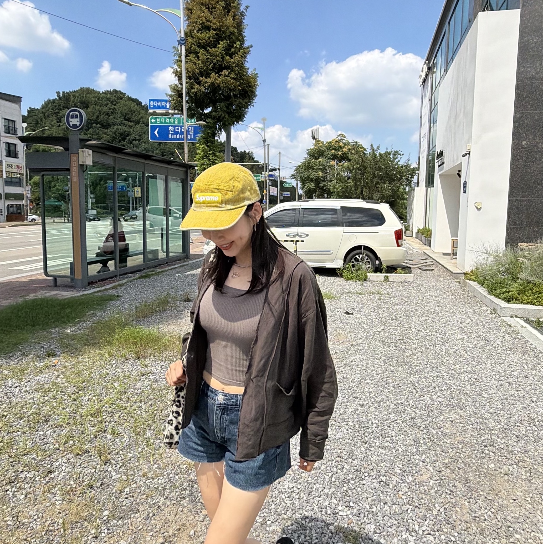 Supreme Coated Denim Camp Cap Yellow - 24SS 착용 스타일
