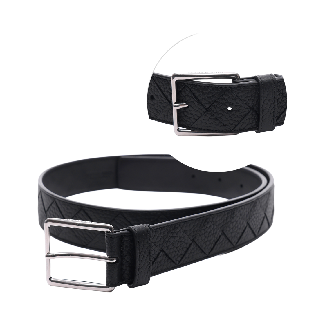 [25% 쿠폰] 보테가 베네타 인트레치아토 벨트 블랙([25% 쿠폰] Bottega Veneta Intrecciato Belt Black) - 2