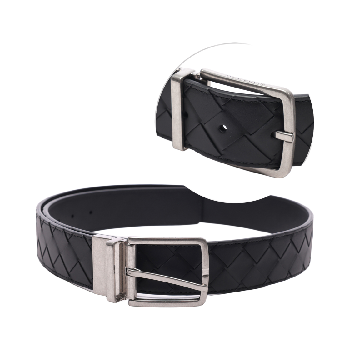 [25% 쿠폰] 보테가 베네타 인트레치아토 벨트 블랙([25% 쿠폰] Bottega Veneta Intrecciato Belt Black) - 2