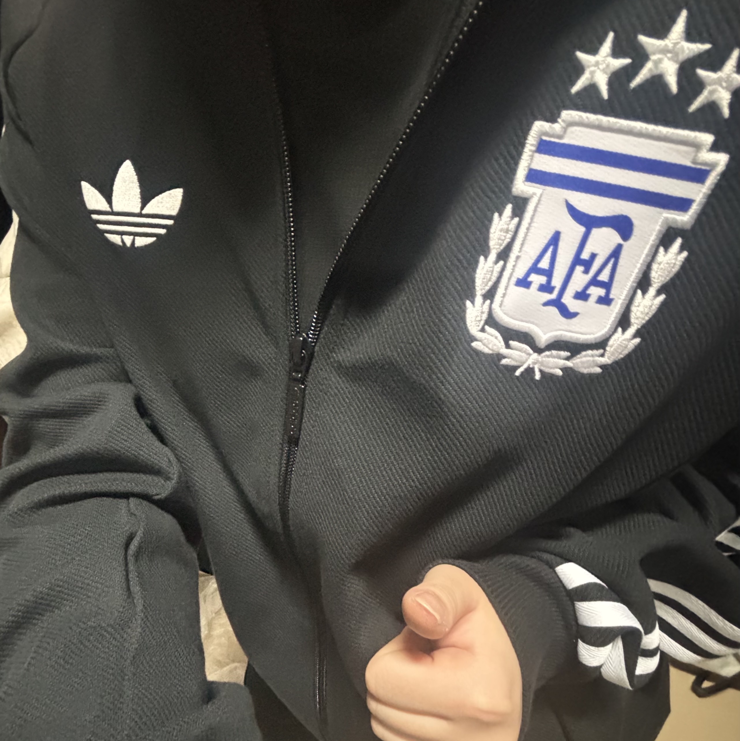 Adidas Argentina Away Anthem Jacket Black - KR Sizing (Non Marking Ver.) 착용 스타일