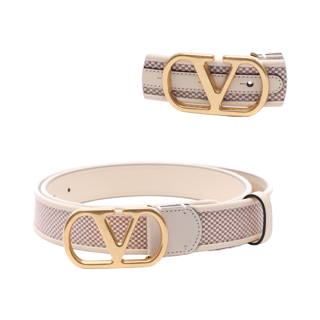 [25% 쿠폰] (W) 발렌티노 브이로고 시그니쳐 벨트 아이보리 브라운([25% 쿠폰] (W) Valentino Vlogo Signature Belt Ivory Brown) - 2