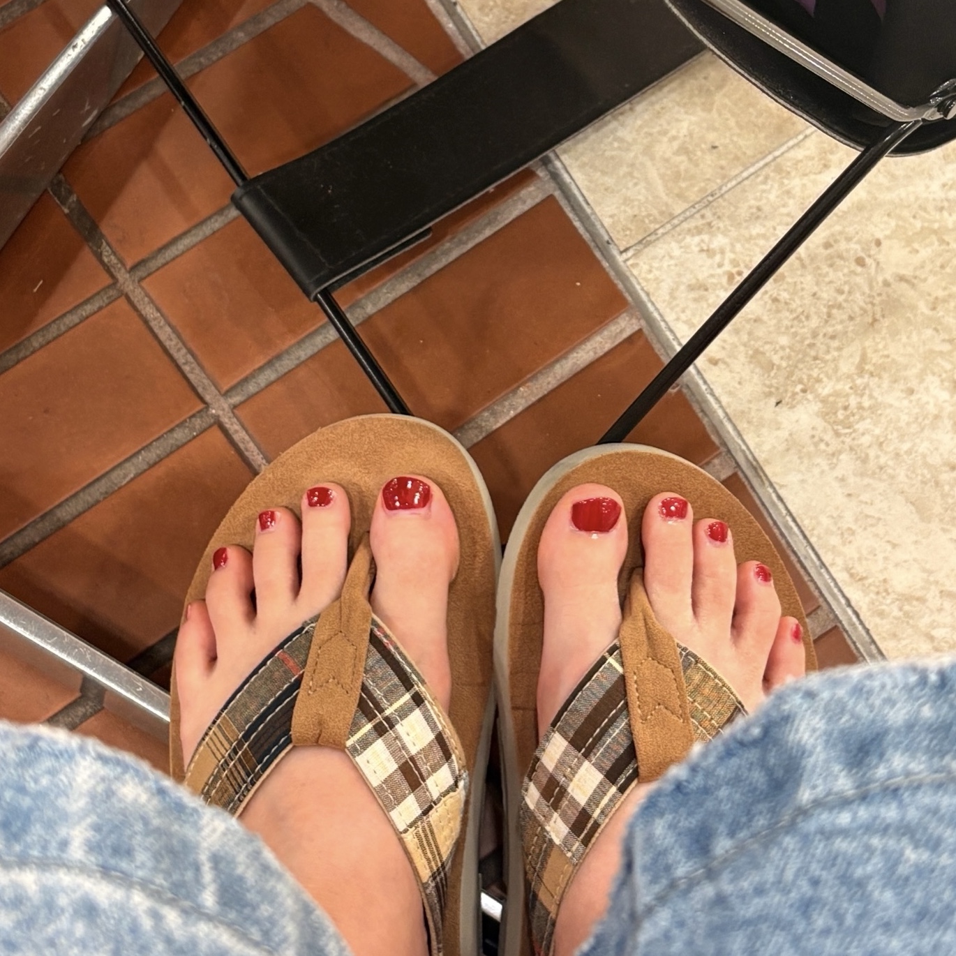 Island Slipper Madras Deck Slide Tan Madras 착용 스타일
