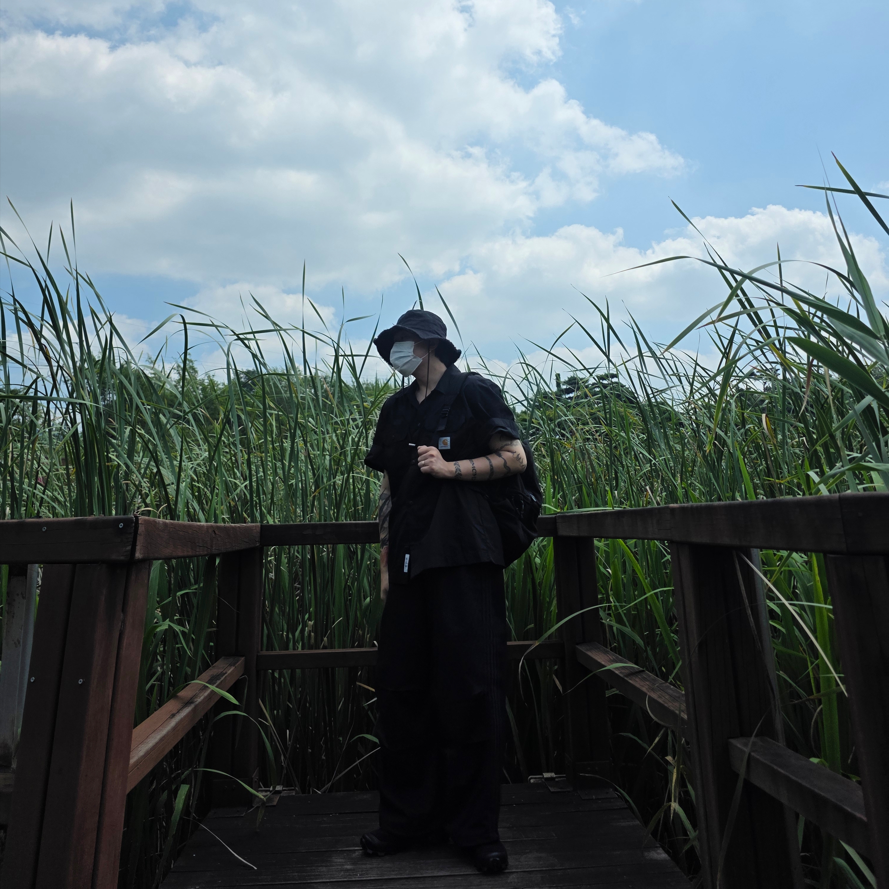 The North Face Purple Label Field Day Pack Black, Salomon x MM6 Maison Margiela Cross Dust Black Asphalt 착용 스타일 - 2