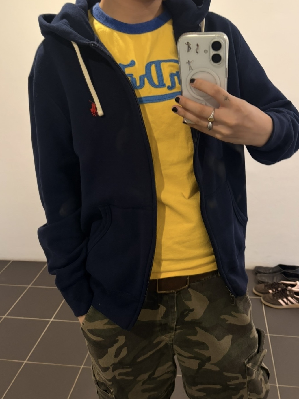 [15%적립] Polo Ralph Lauren RL Fleece Hoodie Cruise Navy 착용 스타일 - 1