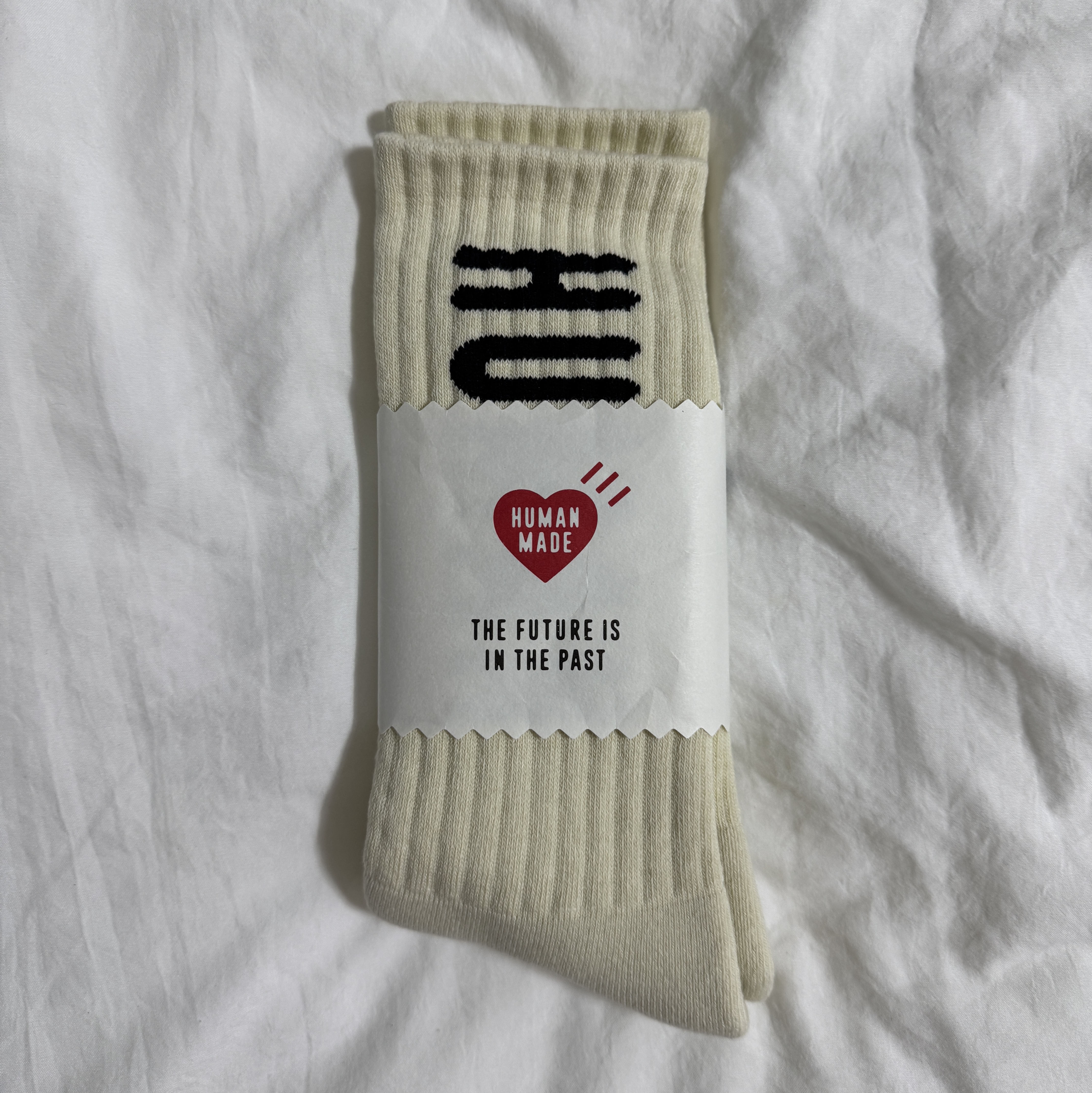 Human Made HM Logo Socks White 착용 스타일 - 2