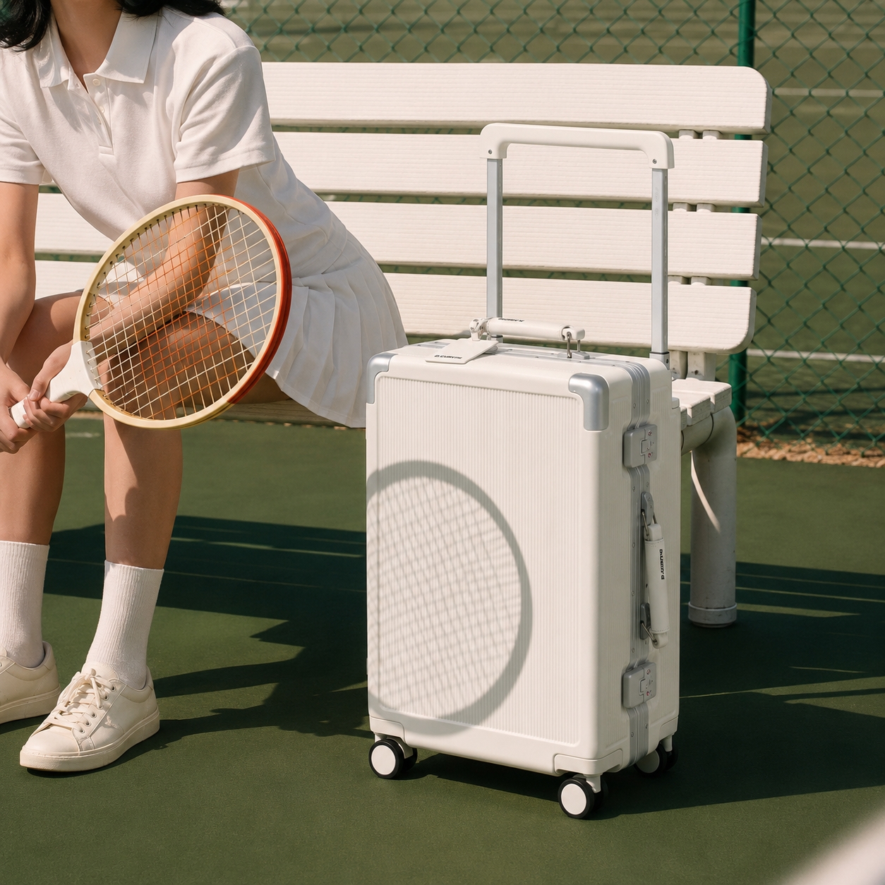 D.CURVIN Edge V2 20" Cabin Suitcase White 착용 스타일