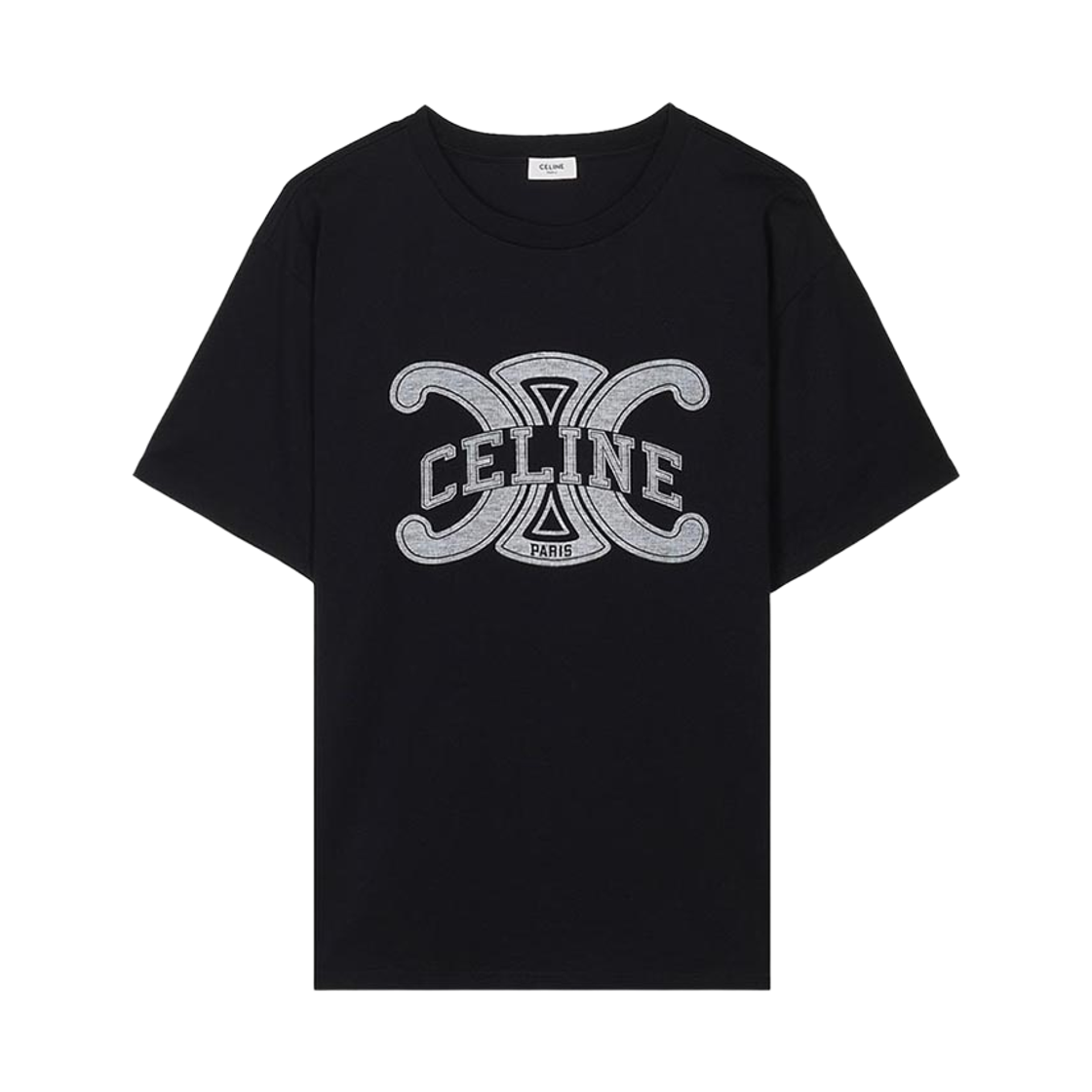 RX0BO671Q-38AW Celine Loose T-Shirt in Cotton Jersey Black White