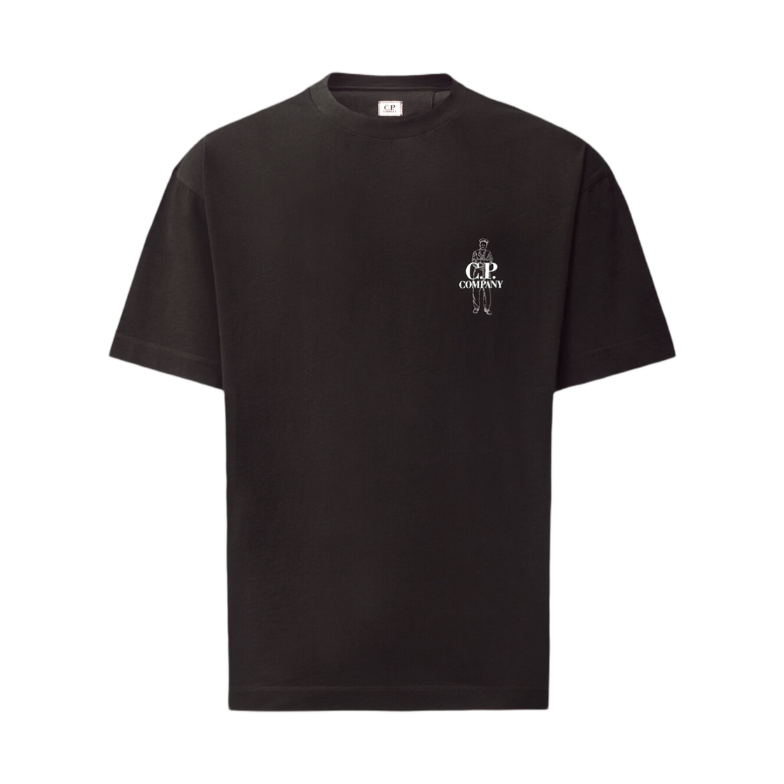21CMTS166A005100W999 C.P. Company 30/1 Jersey Short Sleeve Comfort Logo T-Shirt Black - 26FW