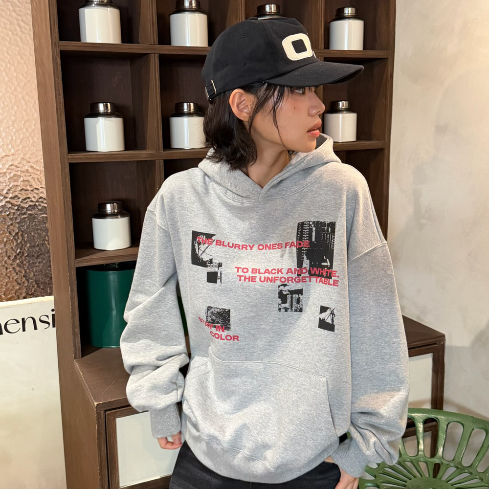 아모우 페이드 픽쳐 후디 그레이(AMOU Fade Picture Hoodie Gray) - 4