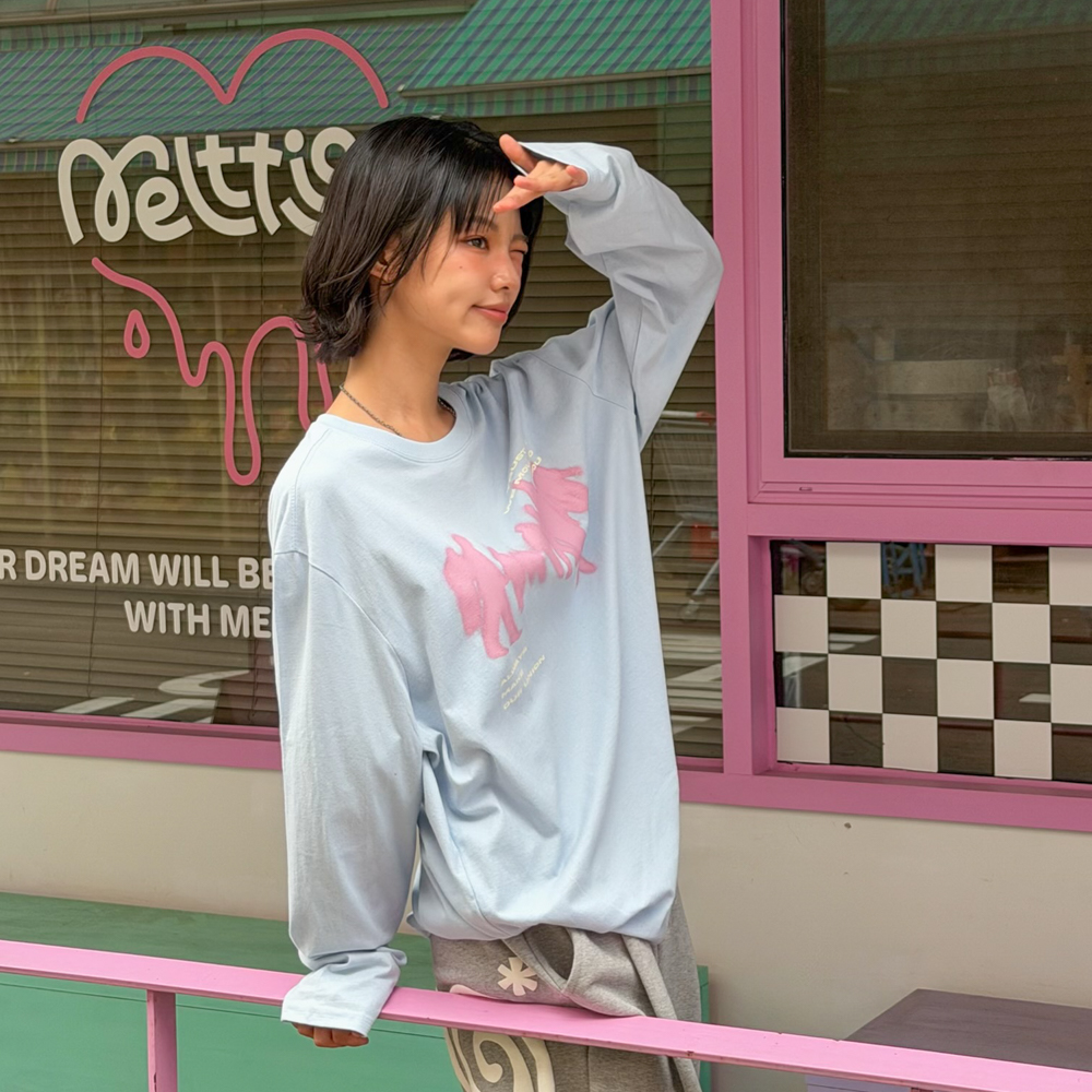 아모우 크라우드 롱슬리브 베이비 블루(AMOU Crowd Long Sleeve Baby Blue) - 5