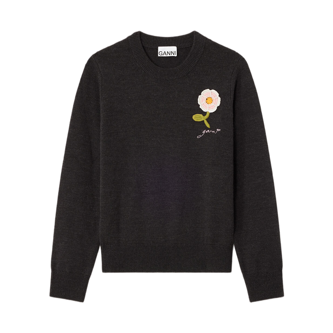 A1150088-252 (W) Ganni Jumper with Crochet Flower Phantom