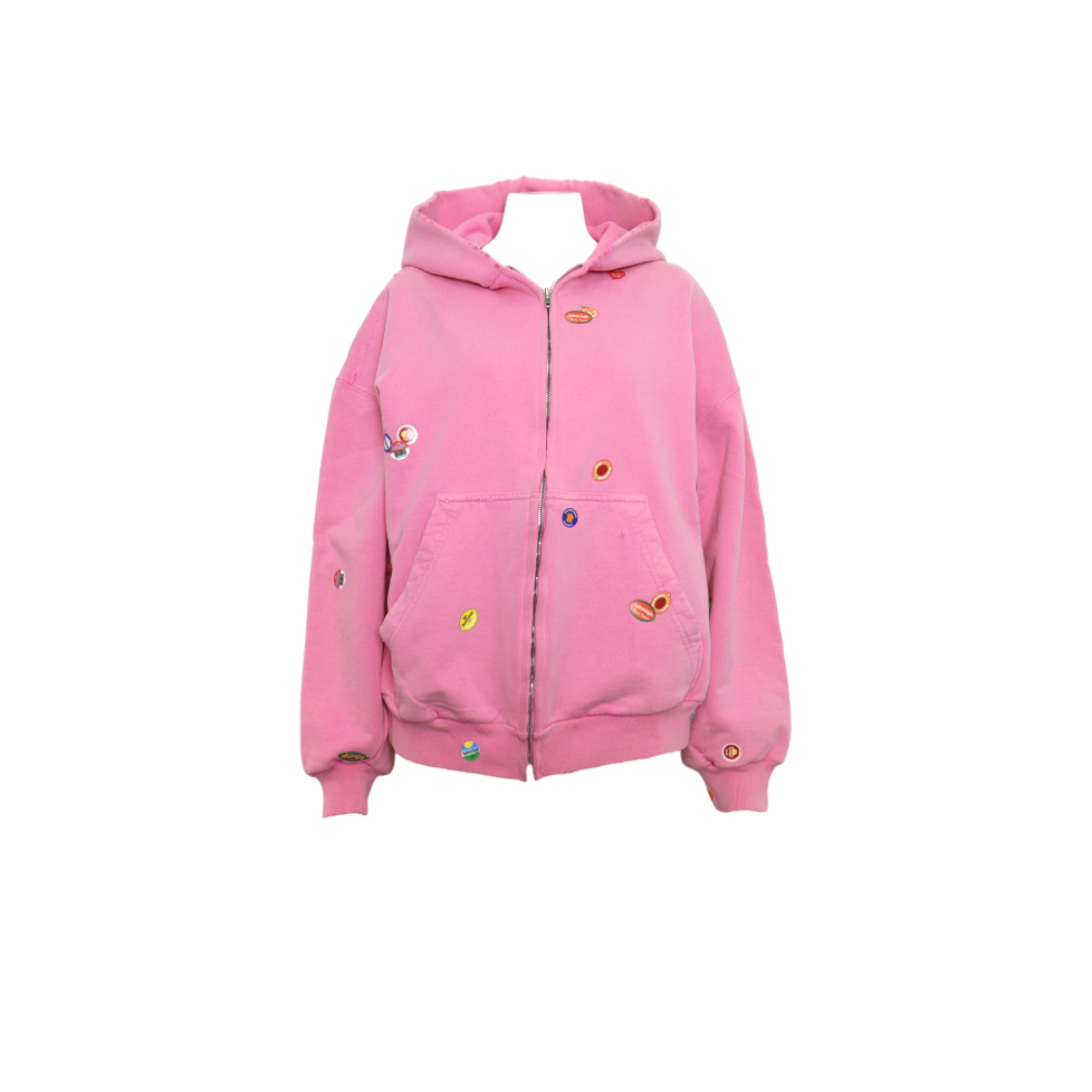 ITES3F8QDE73 Balenciaga Pink Cotton Zip Up Hoodie