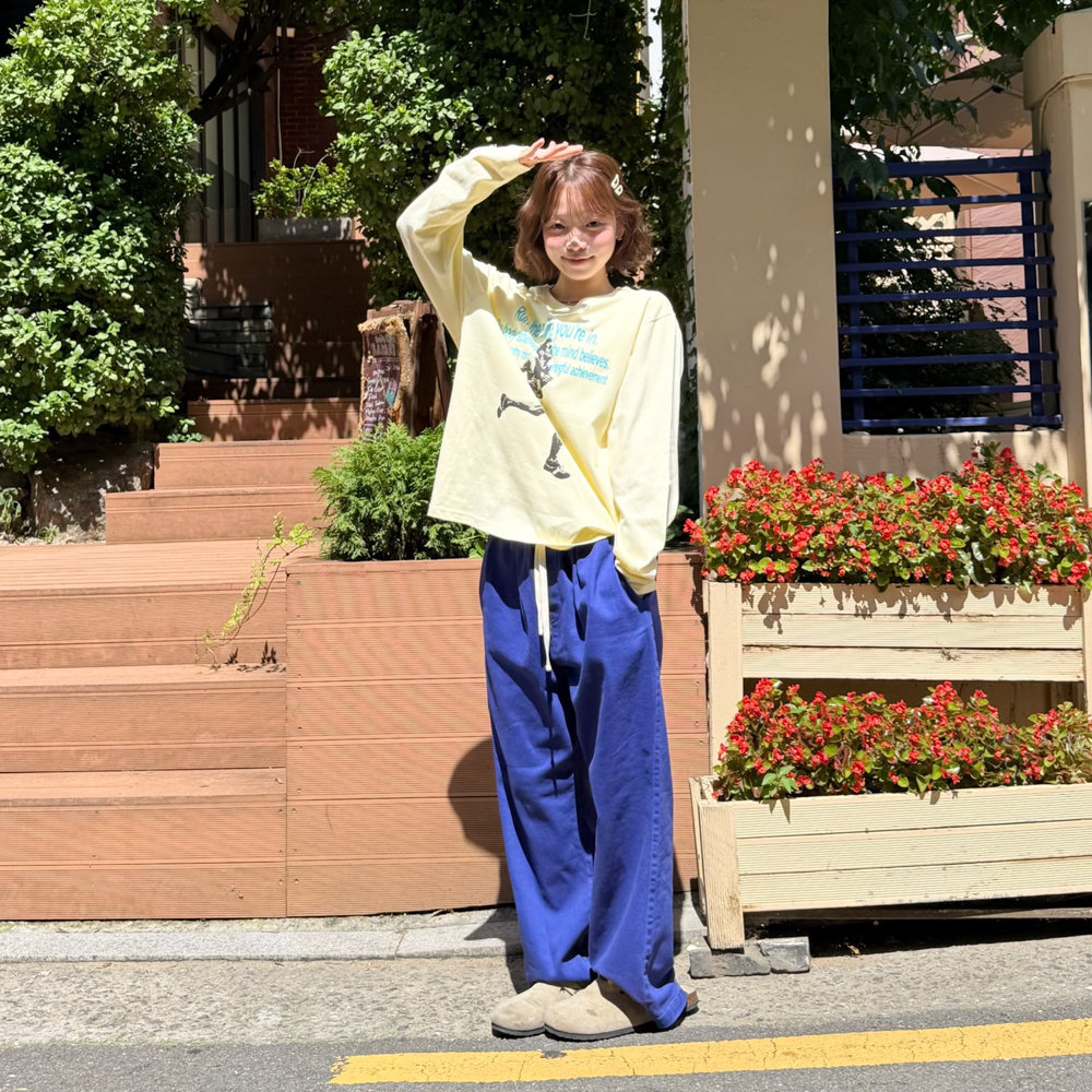 아모우 피스 세미 플레어 치노 팬츠 블루(AMOU Peace Semi Flare Chino Pants Blue) - 5
