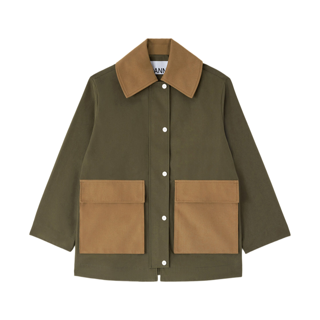 A1130011-838 (W) Ganni Jacket in Green Canvas Military Olive