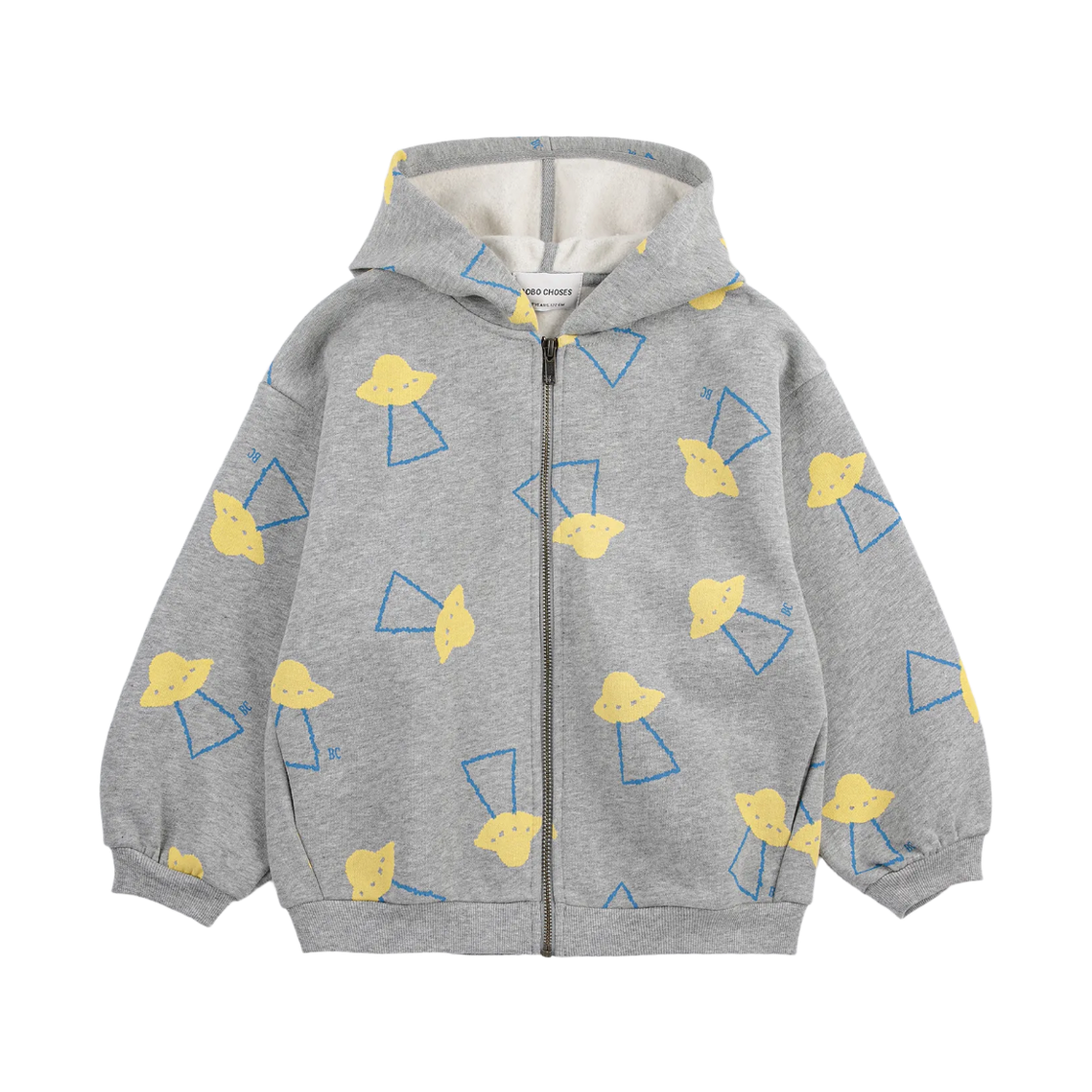 (키즈) 보보쇼즈 픽셀 어브덕션 올 오버 집 후드 라이트 헤더 그레이((Kids) Bobo Choses Pixel Abduction All Over Zipped Hoodie Light Heather Grey) - 1