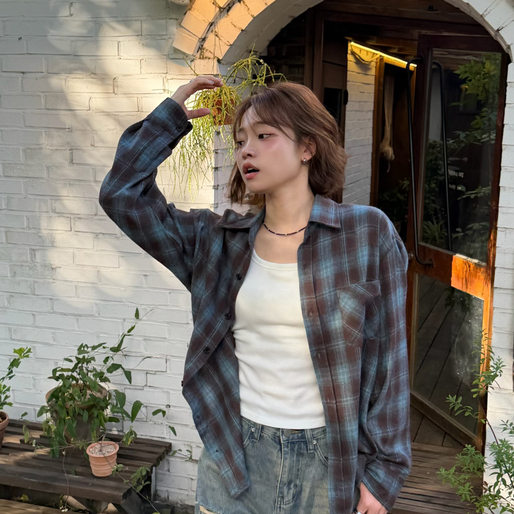 아모우 코어 플란넬 셔츠 브라운(AMOU Core Flannel Shirts Brown) - 4
