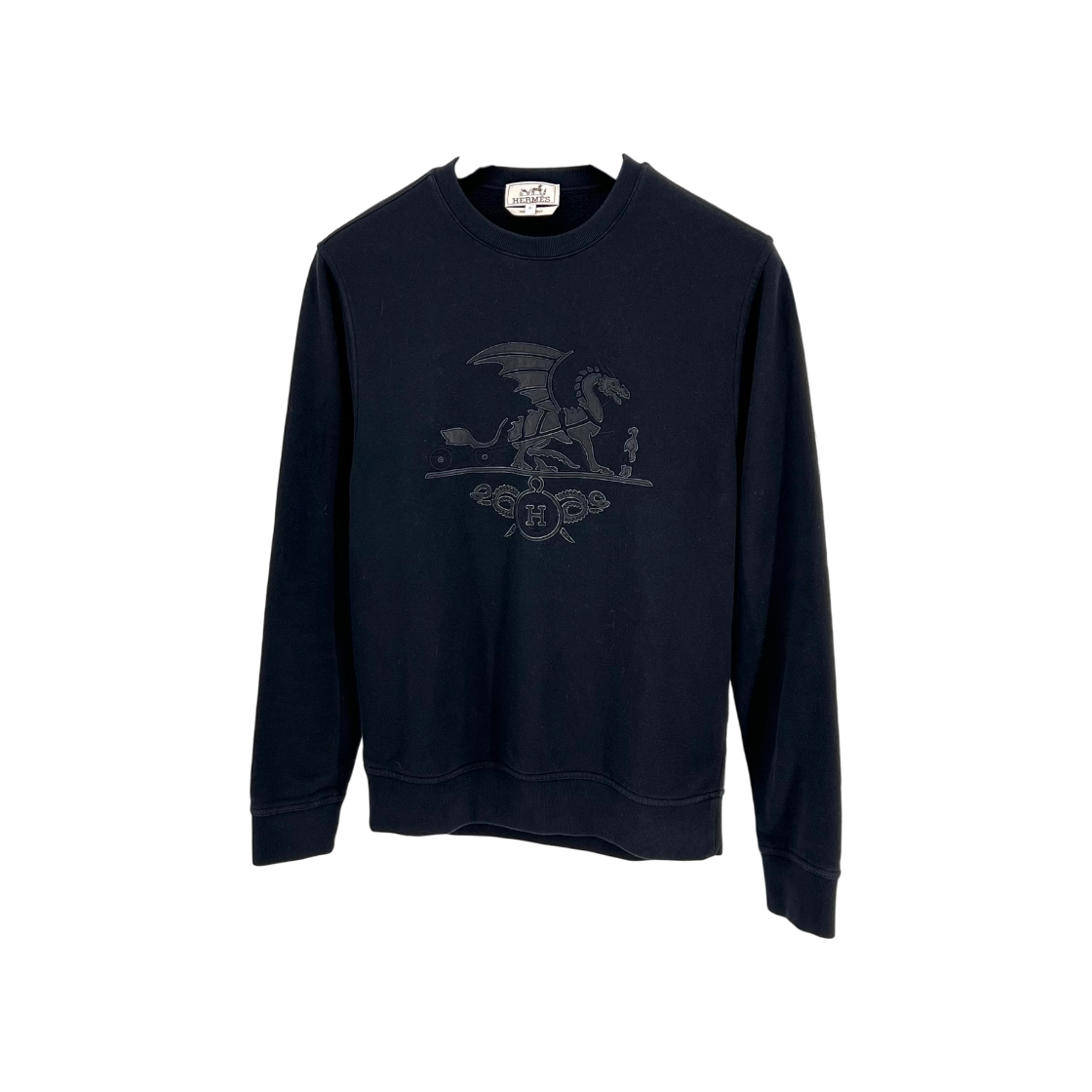 ITGEVG8APVR4 Hermes Dragon Leather Patch Logo Sweatshirt