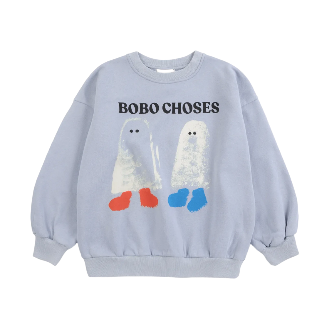 (키즈) 보보쇼즈 부티 고스트 스웨트셔츠 라이트 블루((Kids) Bobo Choses Booty Ghost Sweatshirt Light Blue)