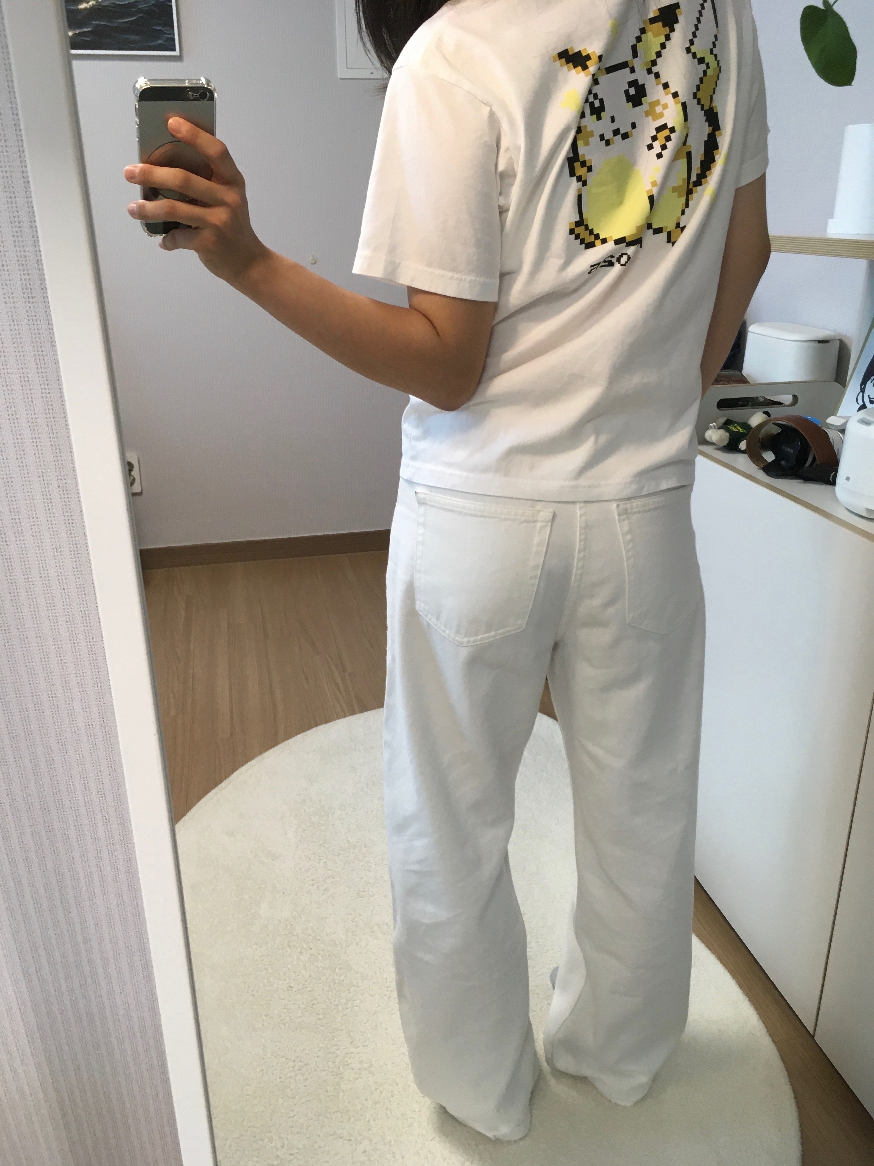 (Kids) Uniqlo UT x Pokemon Graphic T-Shirt H White, (W) Uniqlo Baggy Curve Jeans White - JP 착용 스타일 - 5
