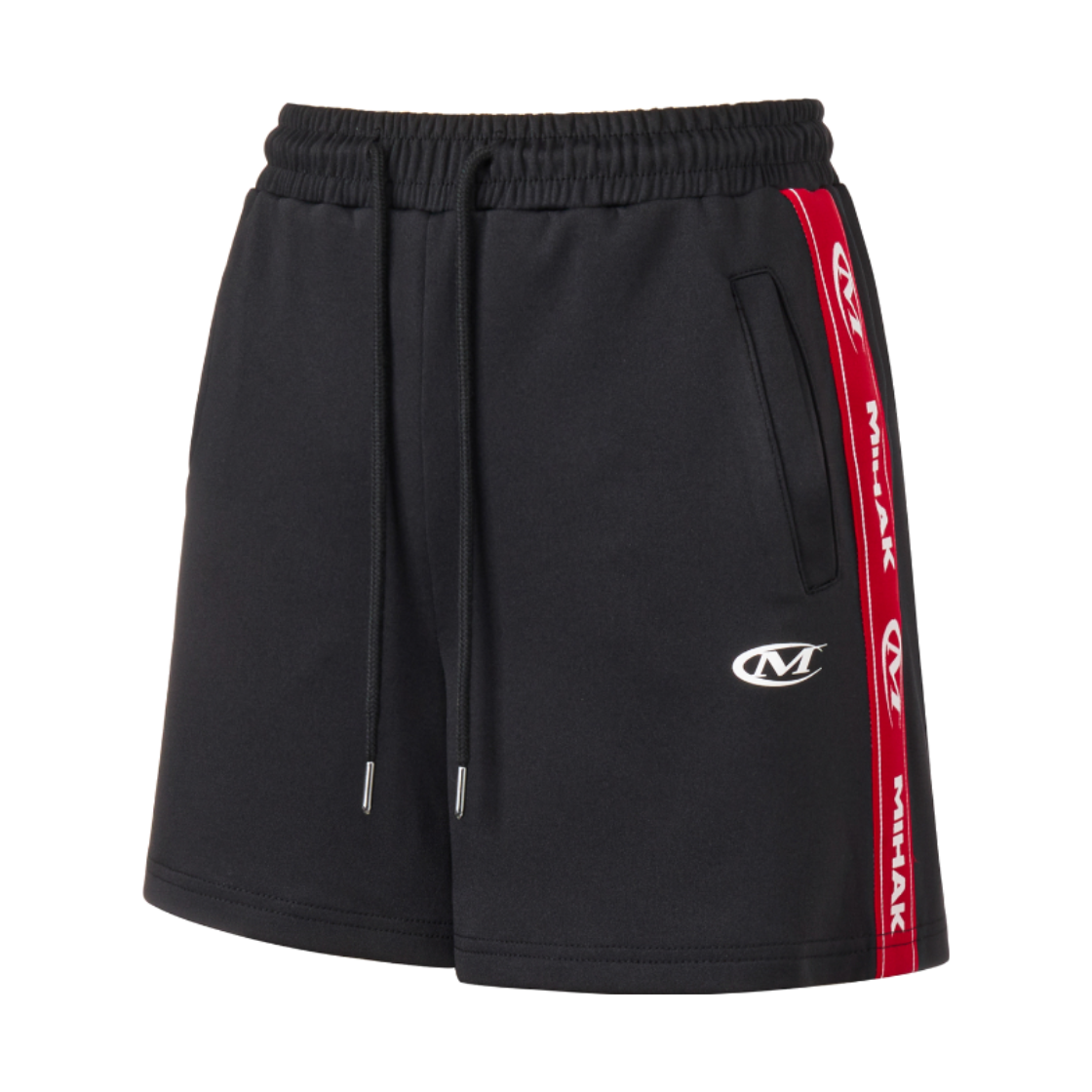 26SMWHP-2802BK MIHAK Lettering Tape Womens Half Pants Black