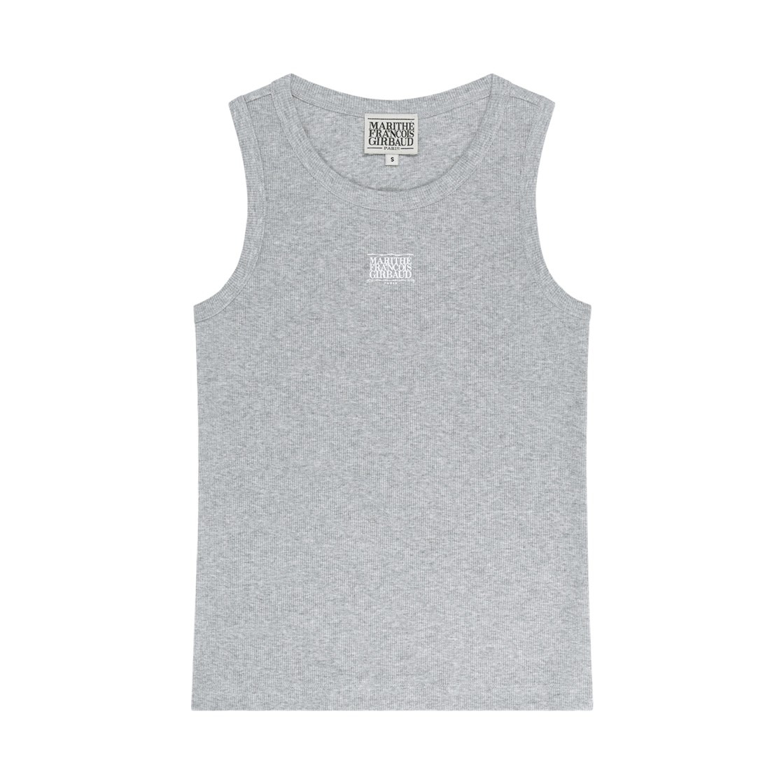 (W) 마리떼 프랑소와 저버 리본 클래식 로고 슬리브리스 헤더 그레이((W) Marithe Francois Girbaud Ribbon Classic Logo Sleeveless Heather Gray)