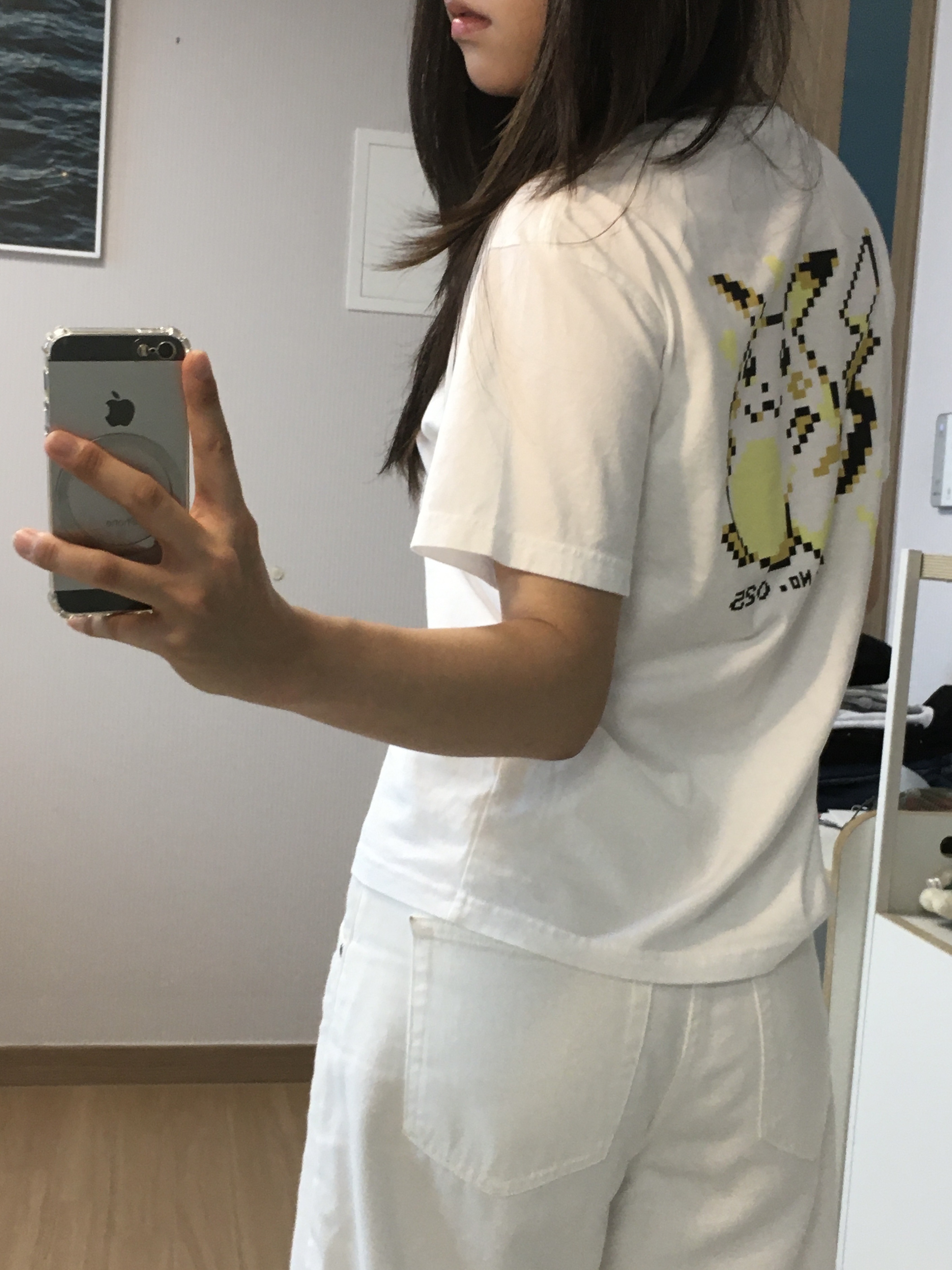(Kids) Uniqlo UT x Pokemon Graphic T-Shirt H White, (W) Uniqlo Baggy Curve Jeans White - JP 착용 스타일 - 4
