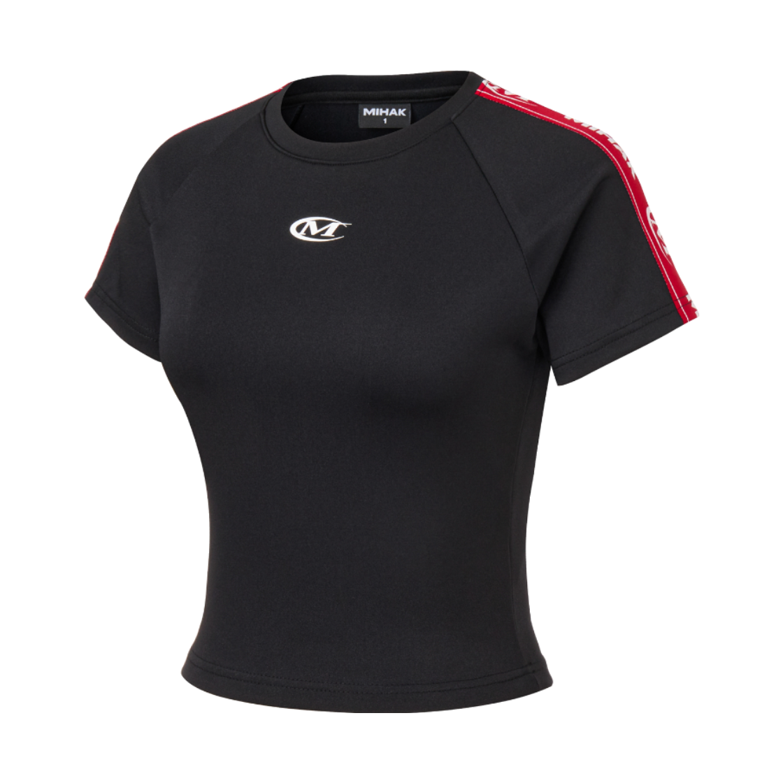 26SMWT-2208BK MIHAK Lettering Tape Crop Track T-shirt Black