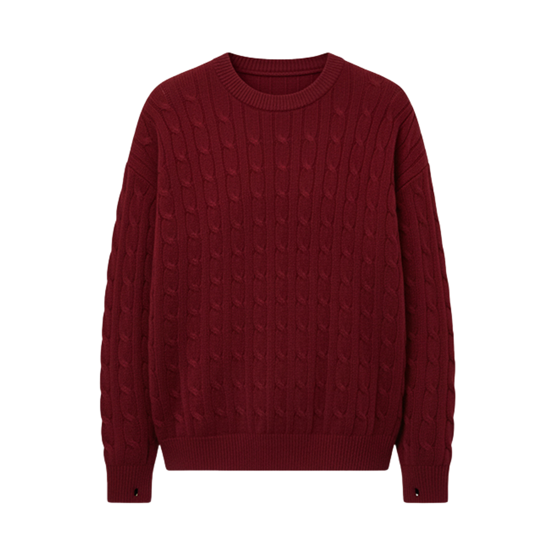GC린드라운드니트꽈배기케이블-버건디 GCLIP Basic Loose Fit Crew Neck Cable Knit T-Shirt Burgundy