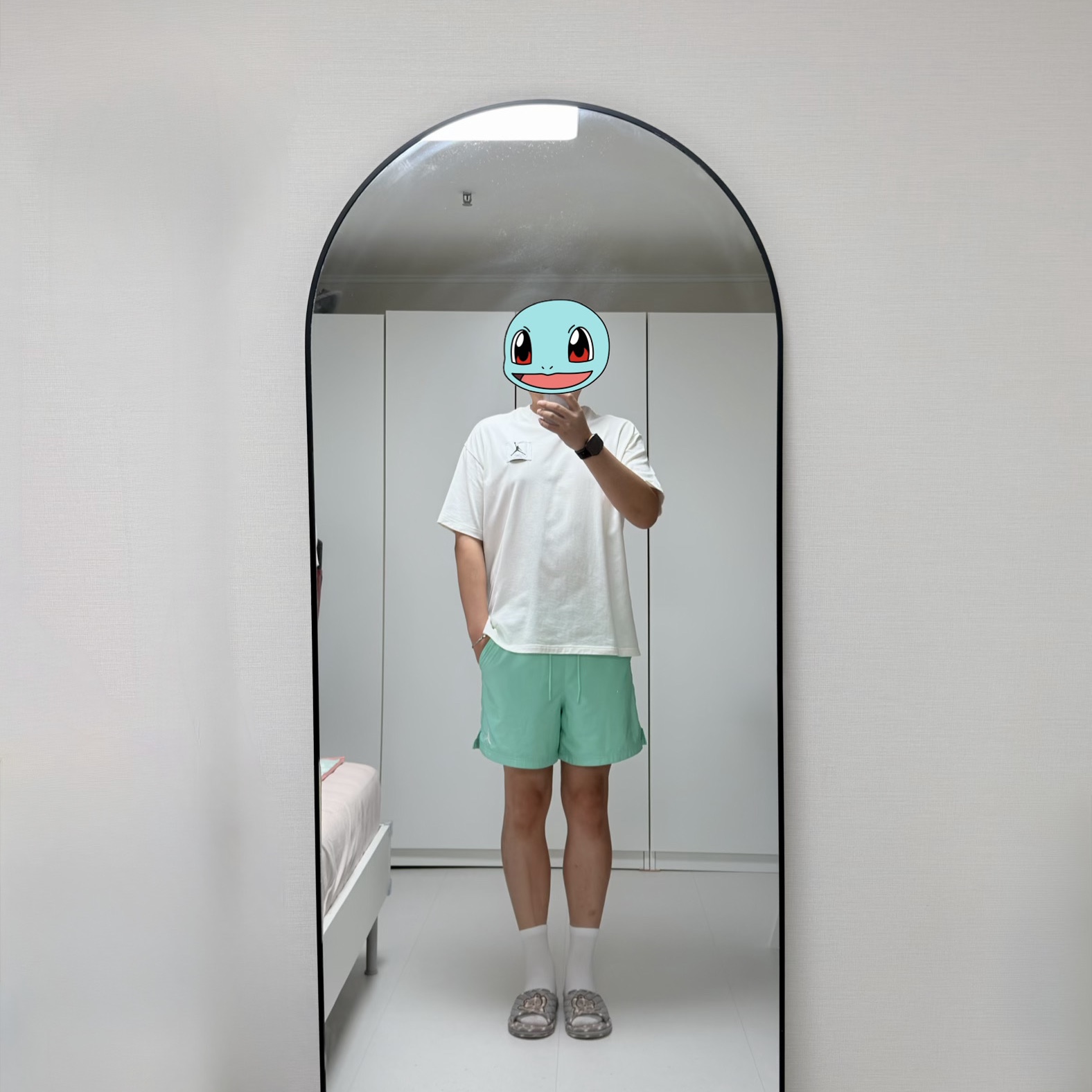 Jordan Essentials 5 Inch Poolside Shorts Emerald Rise - Asia, Jordan Flight Essential Oversized T-Shirt Sail - Asia 착용 스타일 - 2
