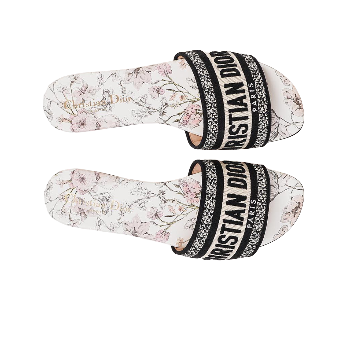 (W) 디올 디웨이 슬라이드 자수 코튼 밀레피오리 모티프 화이트 멀티컬러((W) Dior Dway Slide Embroidery Cotton Millefiori Motif White Multicolor) - 2