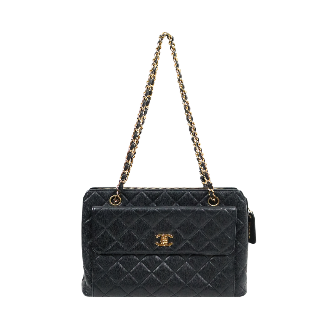 샤넬 블랙 캐비어 퀼팅 CC 포켓 체인 숄더백 C-A63065T(Chanel Black Caviar Quilted CC Pocket Chain Shoulder Bag C-A63065T)