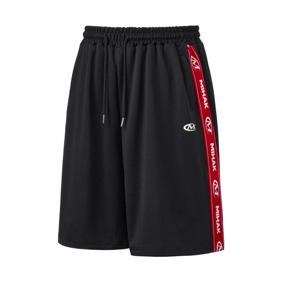 26SMHP-1806BK MIHAK Lettering Tape Track Half Pants Black