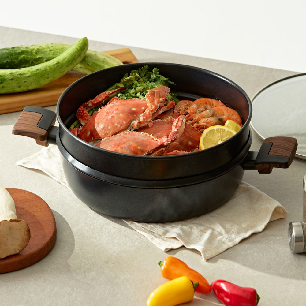 실바트 까리노 IH 찜기파티팬 28cm 파티웍 찜솥 찜냄비 유리뚜껑 세트(Silvat Carino IH Induction Party Steamer Pan 28cm with Glass Lid SET) - 3