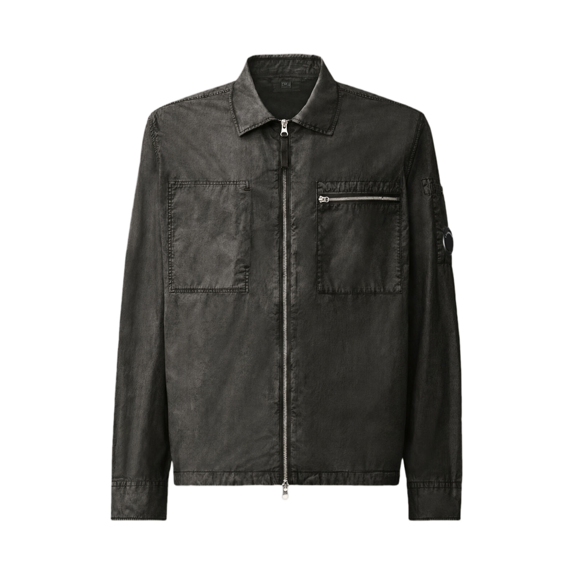 21CMOS264A110795G999 C.P. Company Cotton Plain Face Resined Lens Zipped Overshirt Black - 26FW