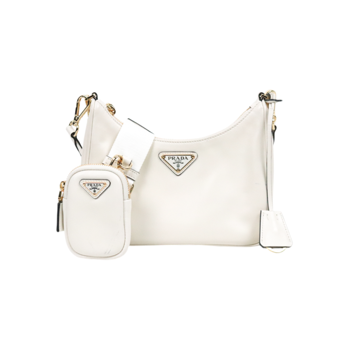IT9J9U59FPV4 Prada White Re Edition Multi Hobo Shoulder Bag D-A63254