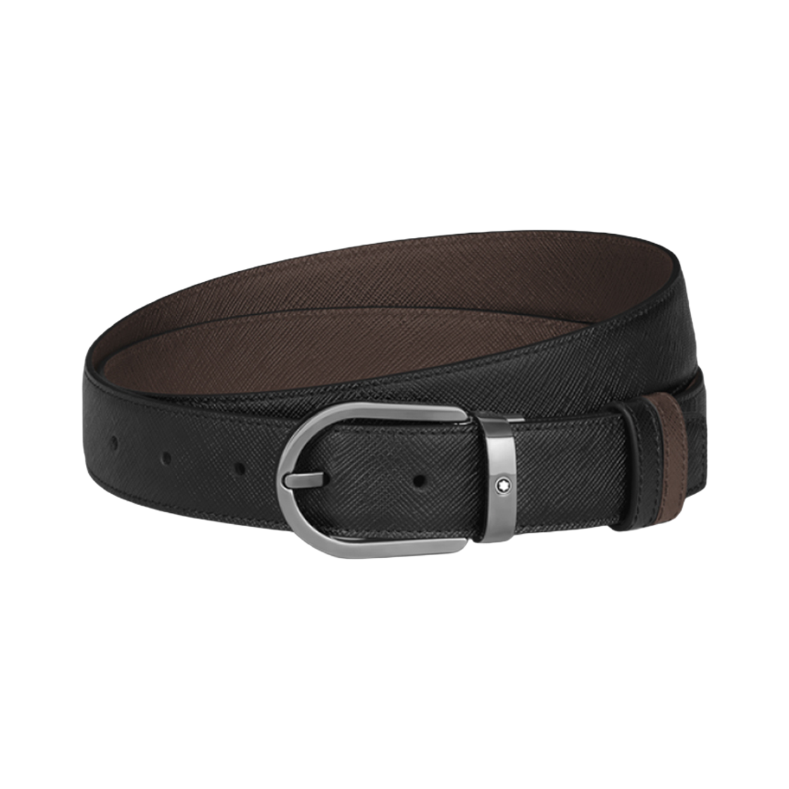 MB222355 [25% 쿠폰] Montblanc Horseshoe 30mm Reversible Belt In Sartorial Leather Black Ebony